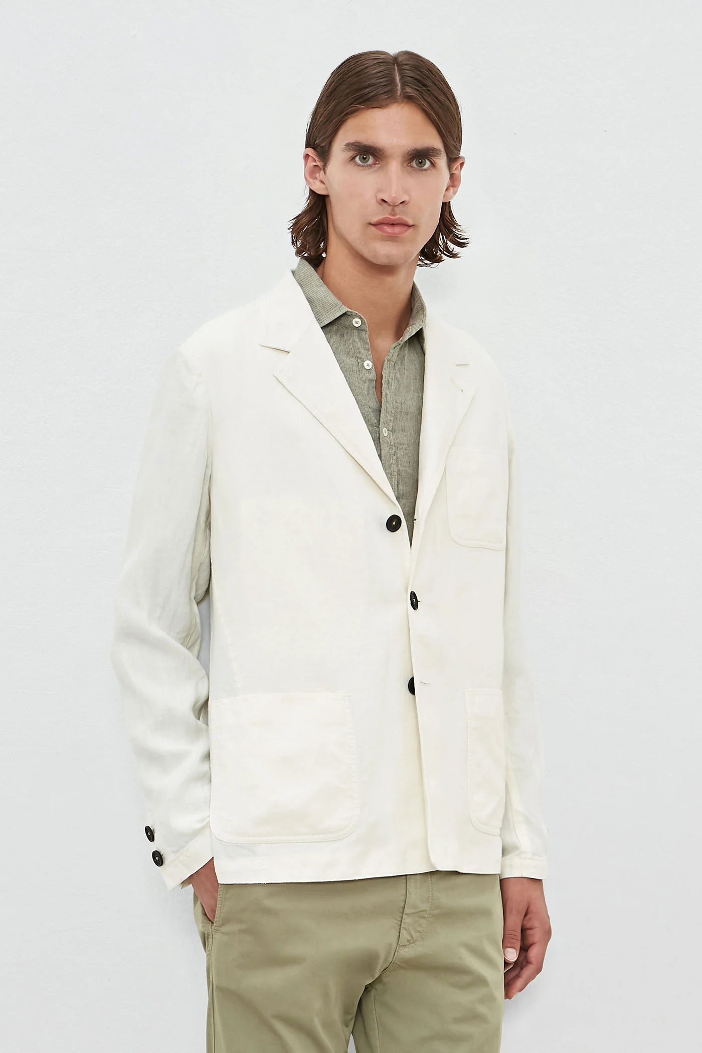 BAGLIETTO Herringbone Linen Single-Breasted Jacket