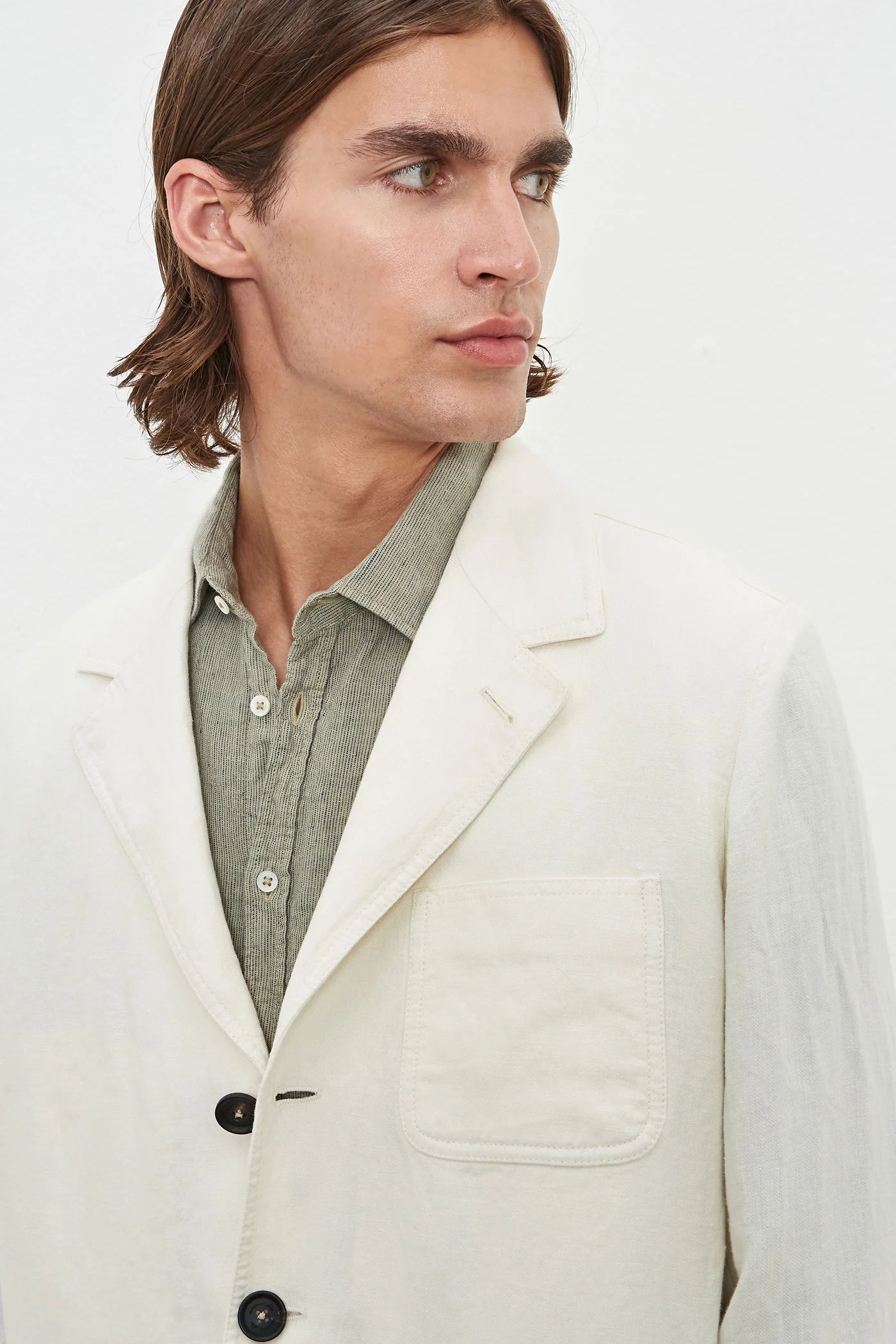BAGLIETTO Herringbone Linen Single-Breasted Jacket