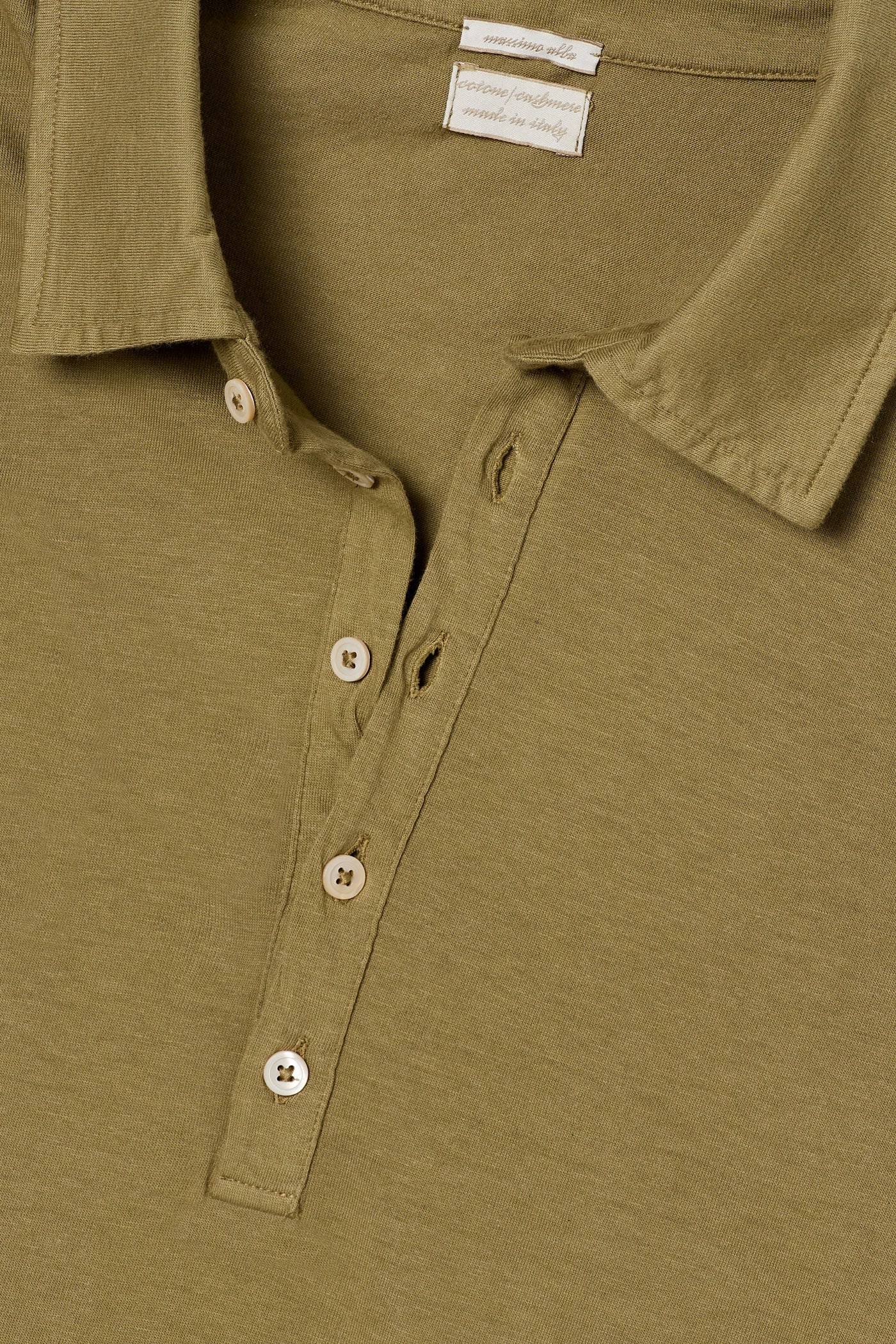 ISCHIA Cotton Cashmere Jersey Long Sleeve Polo