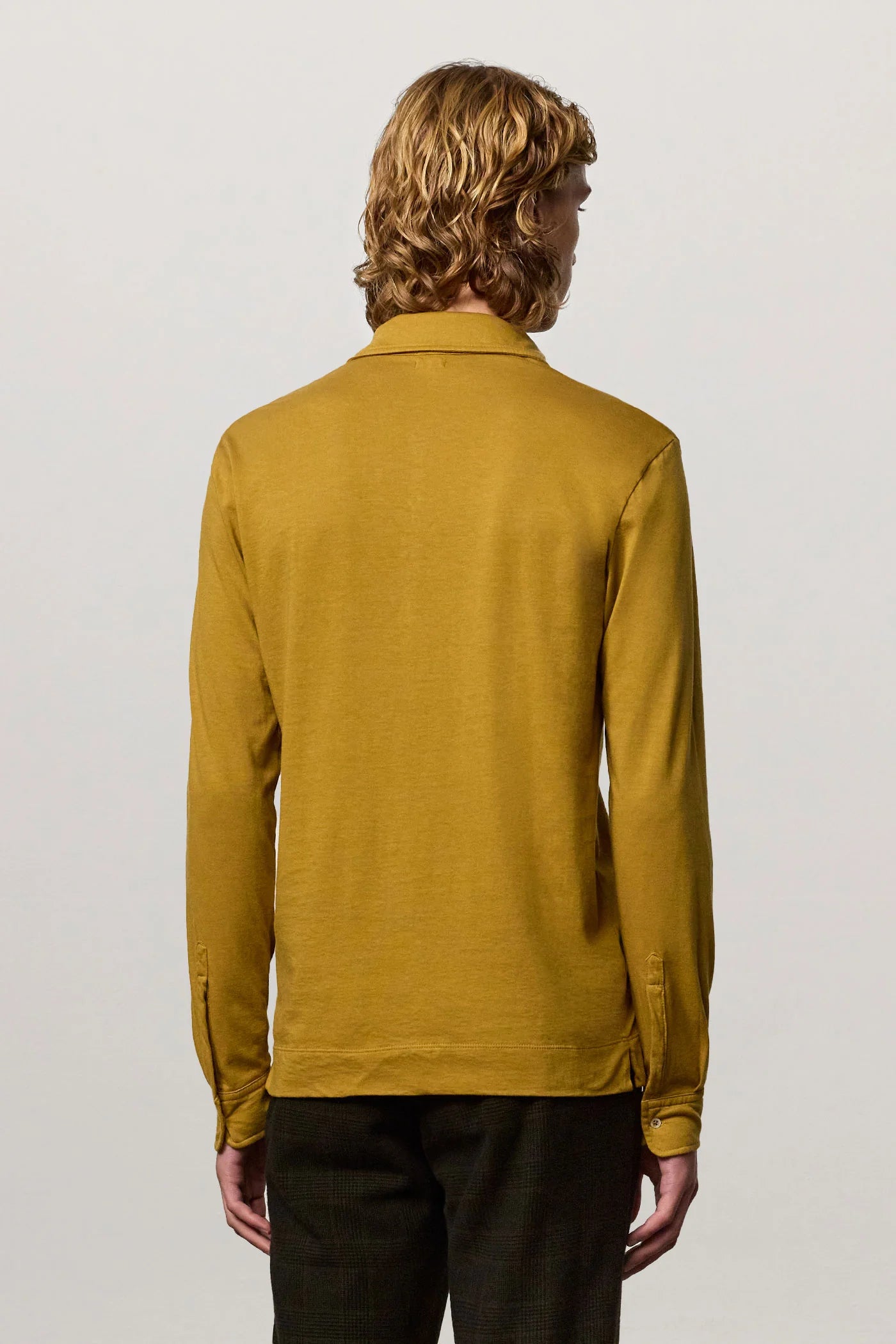 ISCHIA Cotton Cashmere Jersey Long Sleeve Polo
