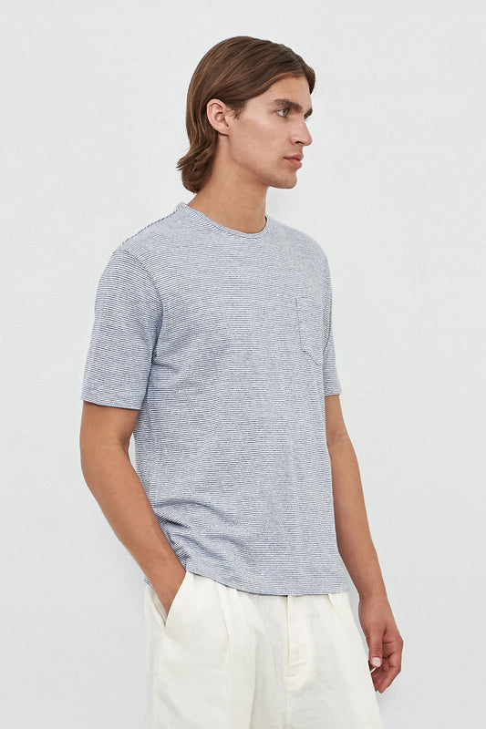 PANAREA Linen Cotton Jersey Crew Neck T-shirt Banda