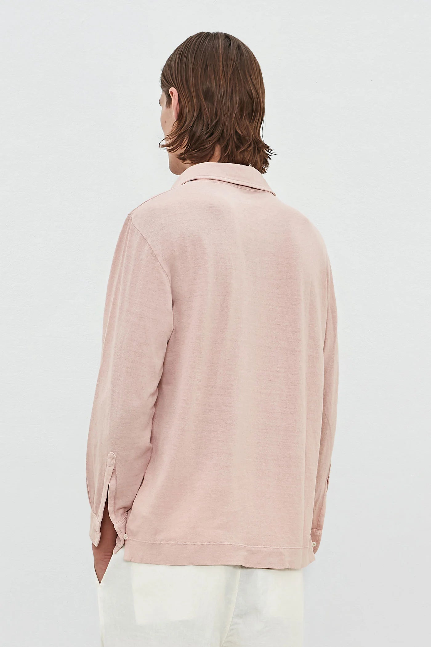 RAYA Linen-Cotton Jersey Long Sleeve Polo